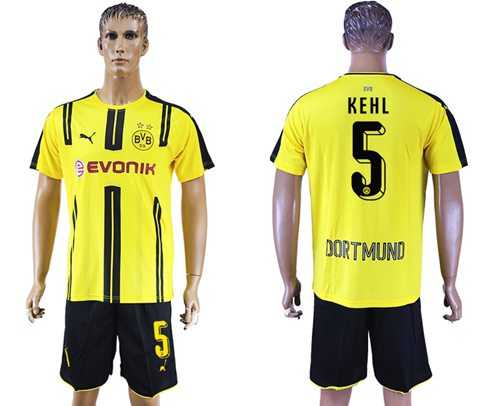 Dortmund #5 Kehl Home Soccer Club Jersey