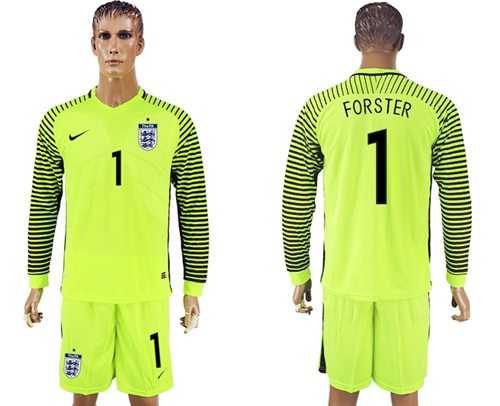 England #1 Forster Green Long Sleeves Goalkeeper Soccer Country Jersey