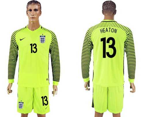 England #13 Heaton Green Long Sleeves Goalkeeper Soccer Country Jersey