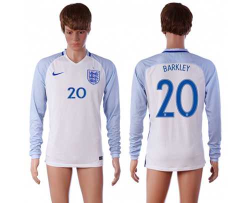 England #20 Barkley Home Long Sleeves Soccer Country Jersey