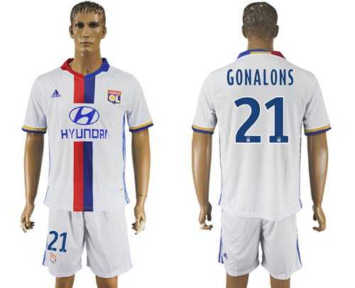 Lyon #21 Gonalons Home Soccer Club Jersey
