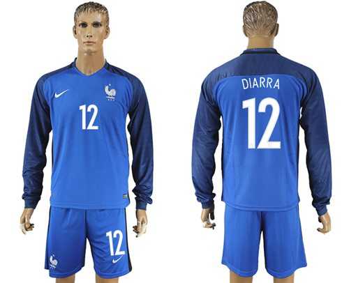 France #12 Diarra Home Long Sleeves Soccer Country Jersey
