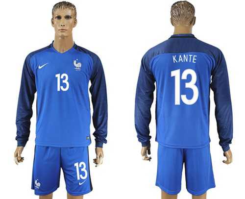 France #13 Kante Home Long Sleeves Soccer Country Jersey