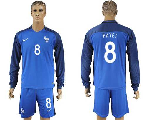 France #8 Payet Home Long Sleeves Soccer Country Jersey