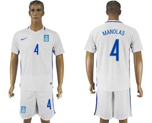 Greece #4 Manolas Home Soccer Country Jersey