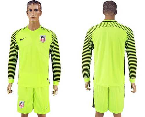 USA Blank Green Long Sleeves Goalkeeper Soccer Country Jersey