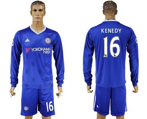 Chelsea #16 Kenedy Home Long Sleeves Soccer Club Jersey