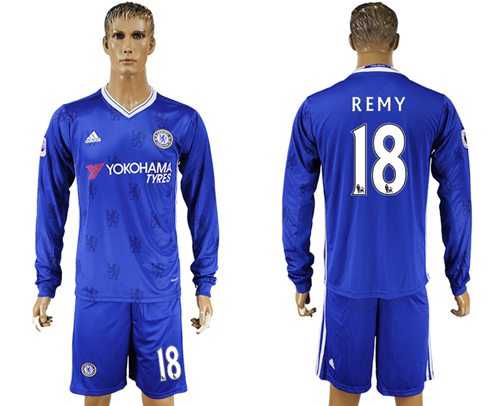 Chelsea #18 Remy Home Long Sleeves Soccer Club Jersey