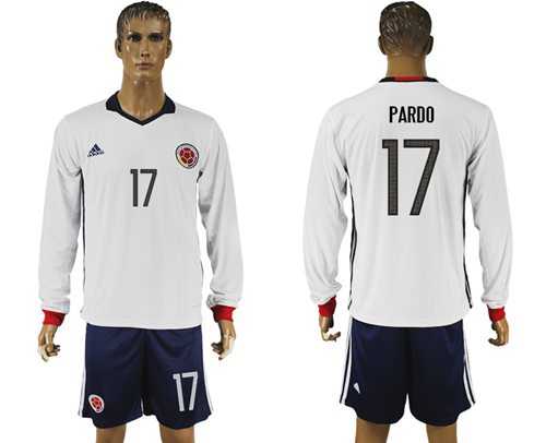 Colombia #17 Pardo Away Long Sleeves Soccer Country Jersey
