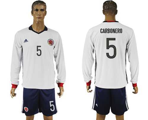 Colombia #5 Carbonero Away Long Sleeves Soccer Country Jersey