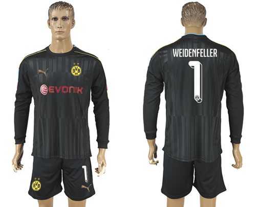 Dortmund #1 Weidenfeller Black Long Sleeves Goalkeeper Soccer Club Jersey