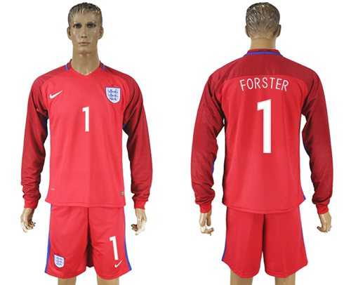 England #1 Forster Away Long Sleeves Soccer Country Jersey