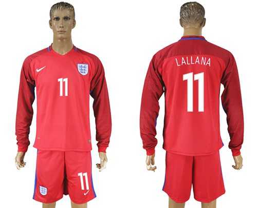 England #11 Lallana Away Long Sleeves Soccer Country Jersey