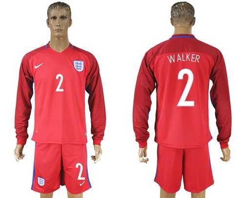 England #2 Walker Away Long Sleeves Soccer Country Jersey
