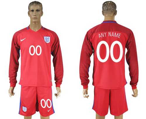England Personalized Away Long Sleeve Soccer Country Jersey