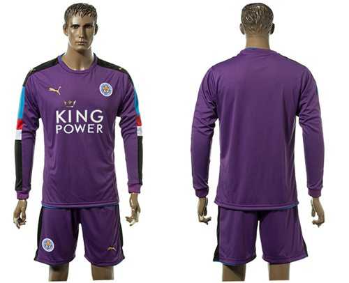 Leicester City Blank Purple Long Sleeves Goalkeeper Soccer Club Jersey