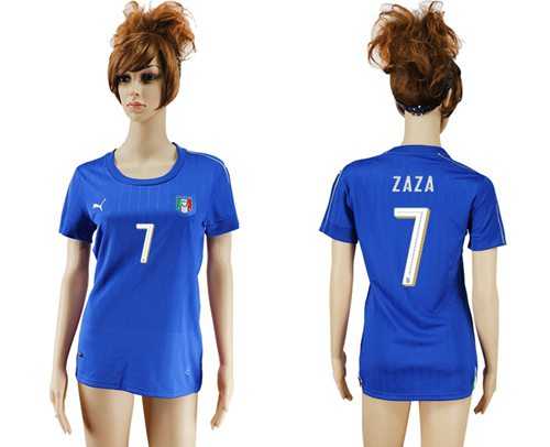 Women's Italy #7 Zaza Home Soccer Country Jersey