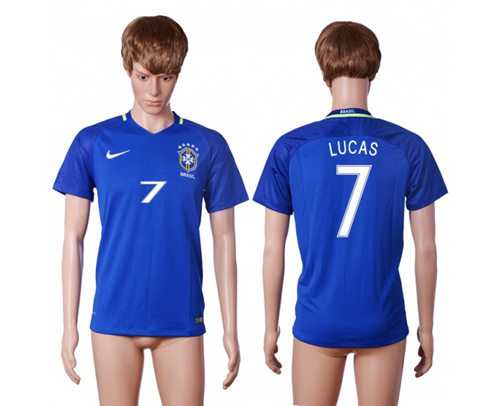 Brazil #7 Lucas Away Soccer Country Jersey