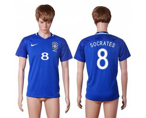 Brazil #8 Socrates Away Soccer Country Jersey