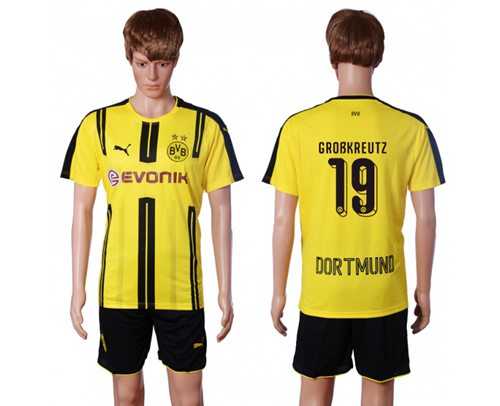 Dortmund #19 Grobkreutz Home Soccer Club Jersey