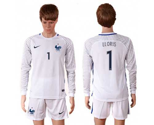 France #1 LLORIS White Goalkeeper Long Sleeves Soccer Country Jersey
