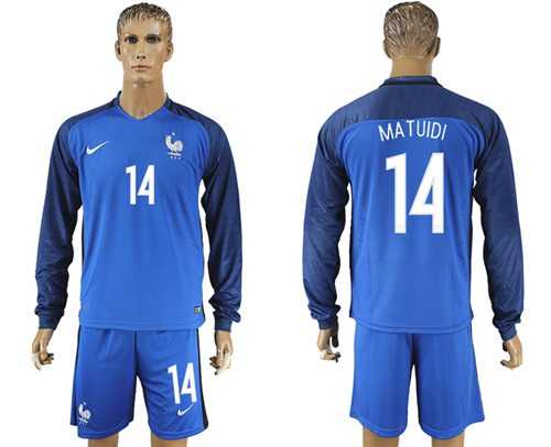 France #14 Matuidi Home Long Sleeves Soccer Country Jersey