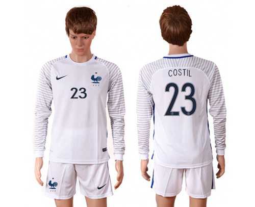 France #23 Costil White Goalkeeper Long Sleeves Soccer Country Jersey