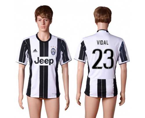 Juventus #23 Vidal Home Soccer Club Jersey