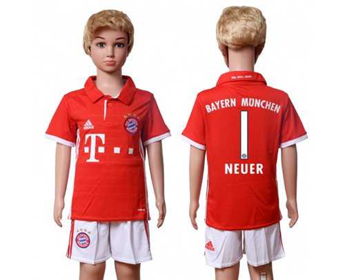 Bayern Munchen #1 Neuer Home Kid Soccer Club Jersey
