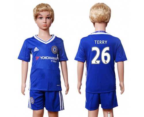 Chelsea #26 Terry Blue Home Kid Soccer Club Jersey
