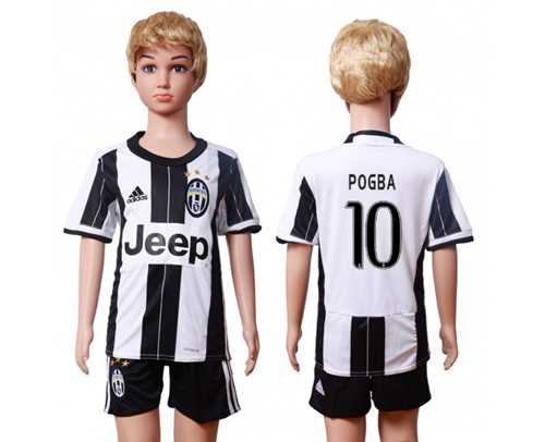 Juventus #10 Pogba Home Kid Soccer Club Jersey