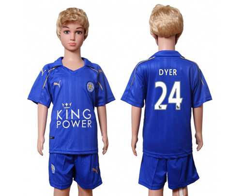 Leicester City #24 Dyer Home Kid Soccer Club Jersey