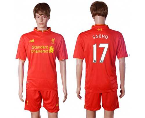 Liverpool #17 Sakho Red Home Soccer Club Jersey