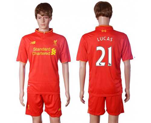 Liverpool #21 Lucas Red Home Soccer Club Jersey