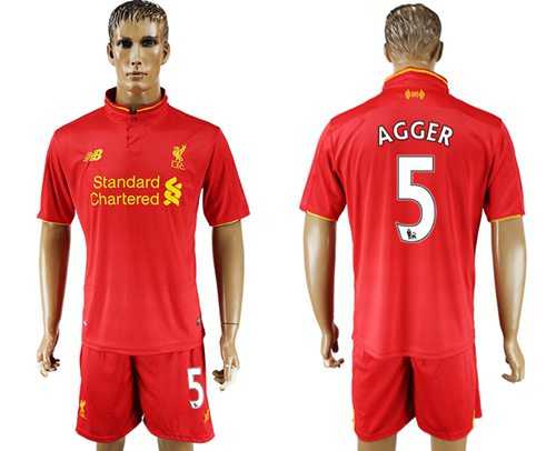 Liverpool #5 Agger Red Home Soccer Club Jersey
