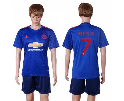 Manchester United #7 Memphis UEFA Champions Away Soccer Club Jersey
