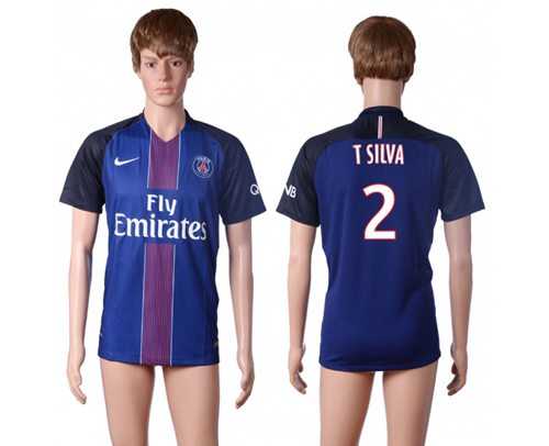 Paris Saint-Germain #2 T Silva Home Soccer Club Jersey