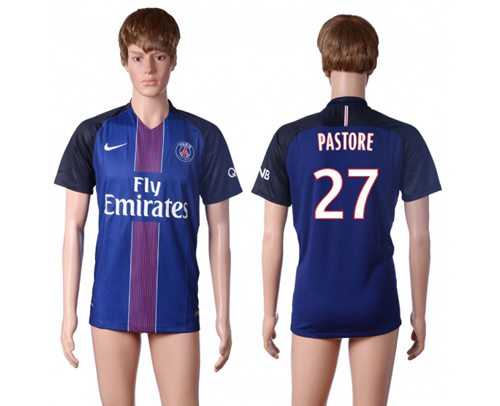 Paris Saint-Germain #27 Pastore Home Soccer Club Jersey