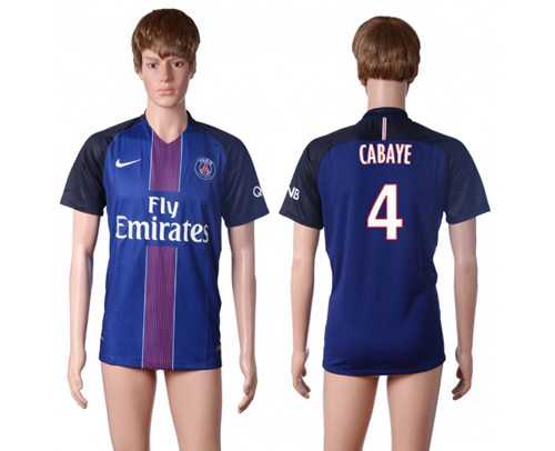 Paris Saint-Germain #4 Cabaye Home Soccer Club Jersey