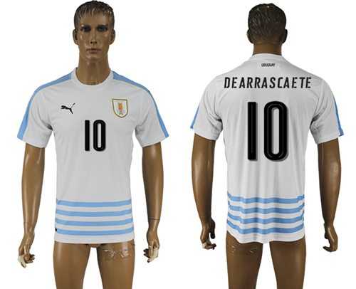 Uruguay #10 Dearrascaete Away Soccer Country Jersey