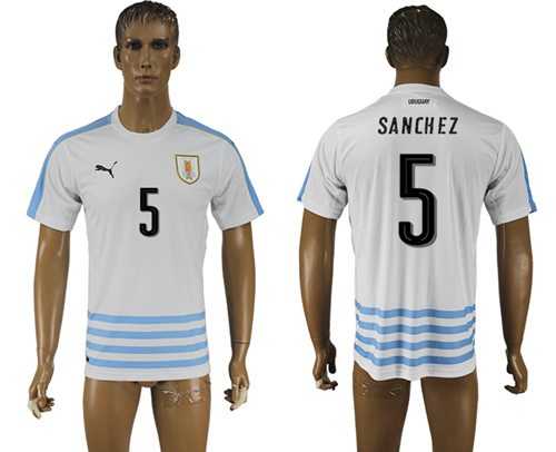 Uruguay #5 Sanchez Away Soccer Country Jersey