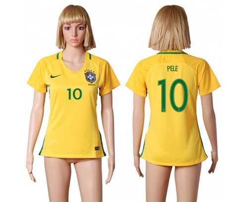 Women's Brazil #10 Pele Home Soccer Country Jersey