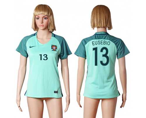 Women's Portugal #13 Eusebio Away Soccer Country Jersey