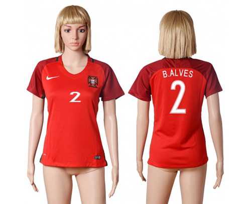 Women's Portugal #2 B.Alves Home Soccer Country Jersey