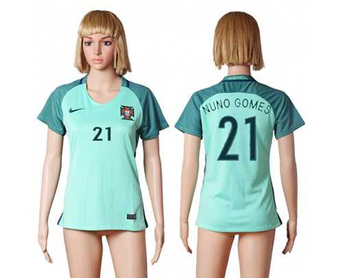 Women's Portugal #21 Nuno Gomes Away Soccer Country Jersey