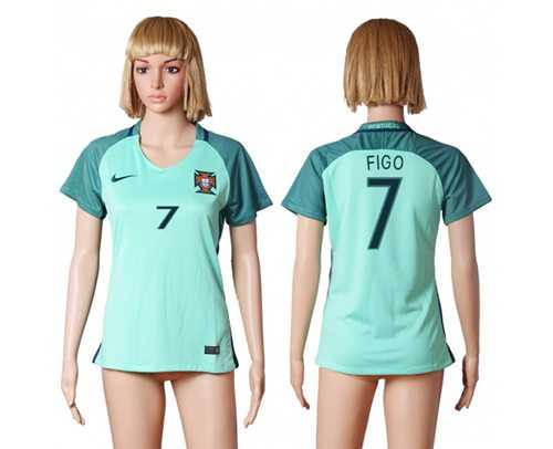 Women's Portugal #7 Figo Away Soccer Country Jersey