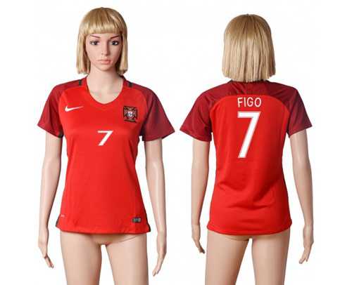 Women's Portugal #7 Figo Home Soccer Country Jersey
