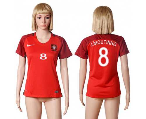 Women's Portugal #8 J.Moutinho Home Soccer Country Jersey