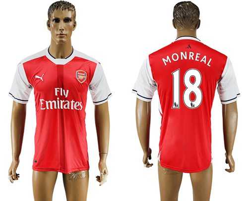 Arsenal #18 Monreal Home Soccer Club Jersey