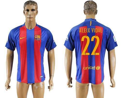 Barcelona #22 Aleix Vidal Home Soccer Club Jersey